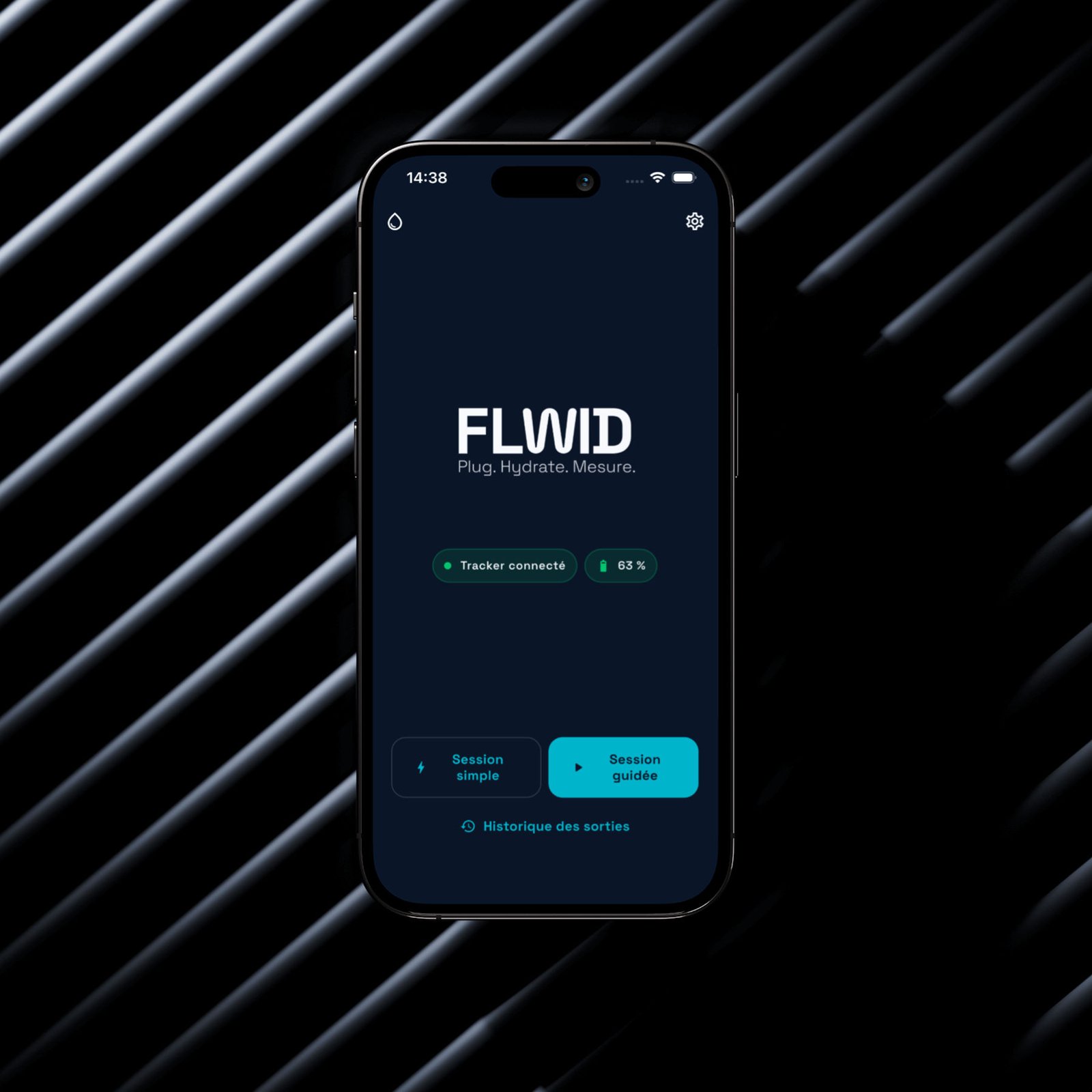 Écran d'accueil de l'app Flwid — Session simple ou guidée